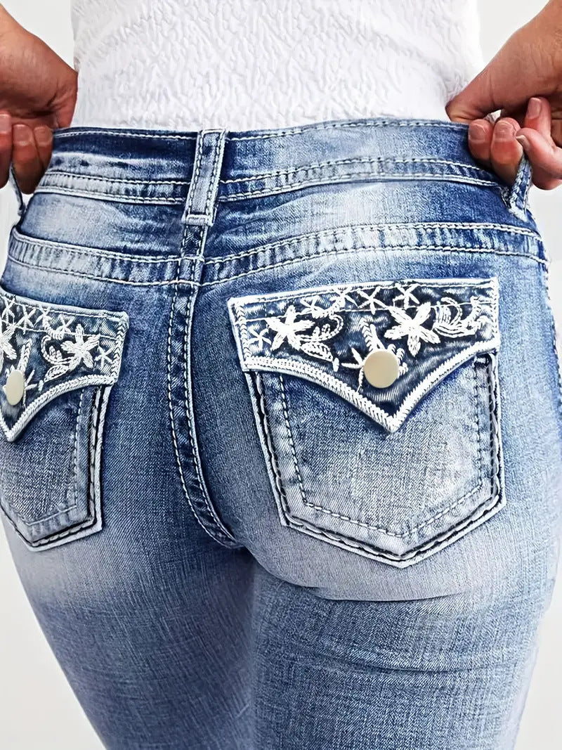Whiskered skinny jeans
