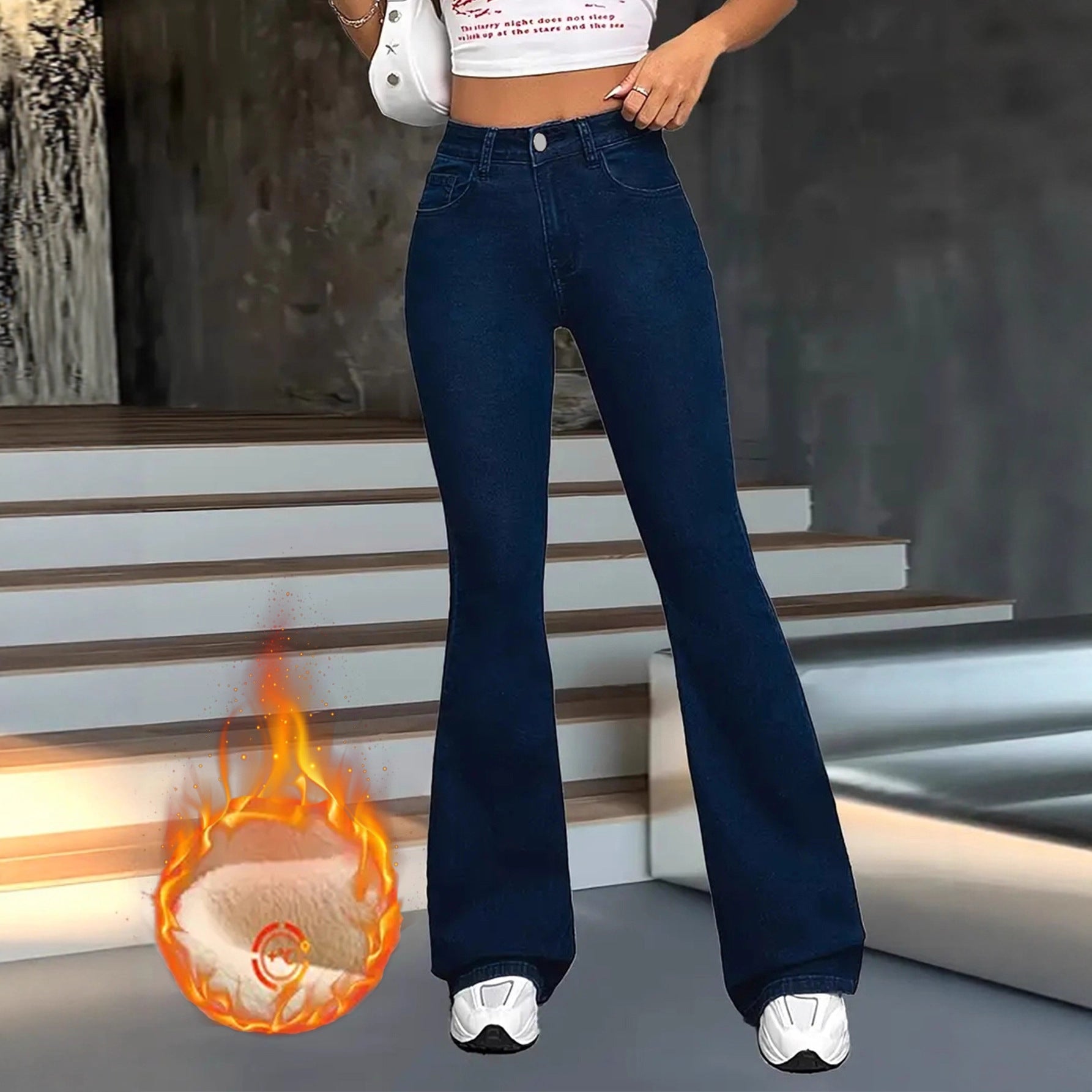 Dark Stretch High Waisted Flare Jeans