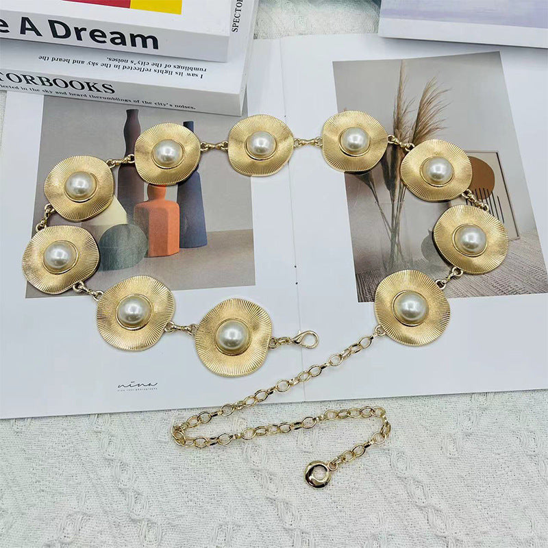 Fringe Disk Iconic Pearl Station Chain Belt