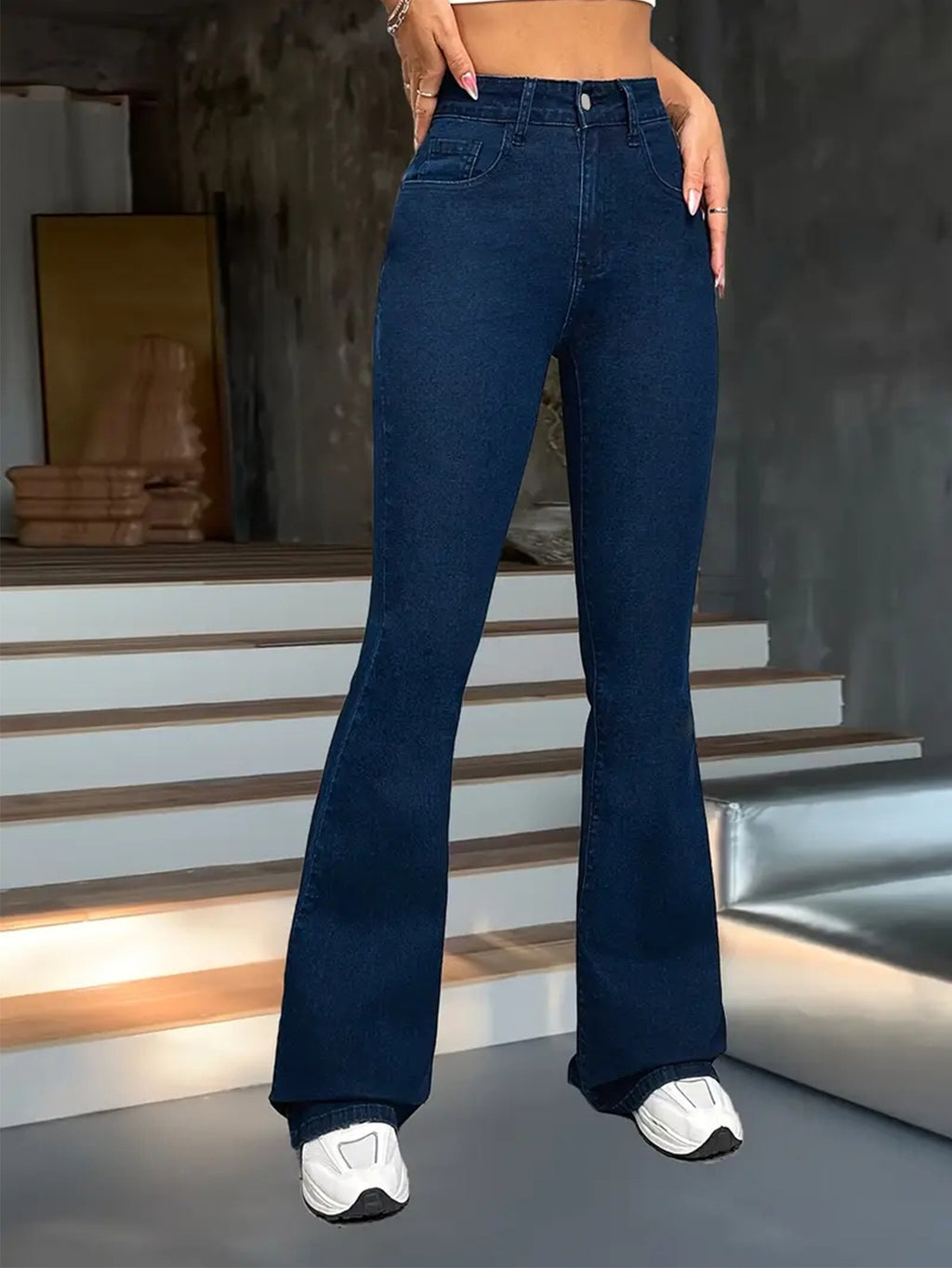 Dark Stretch High Waisted Flare Jeans