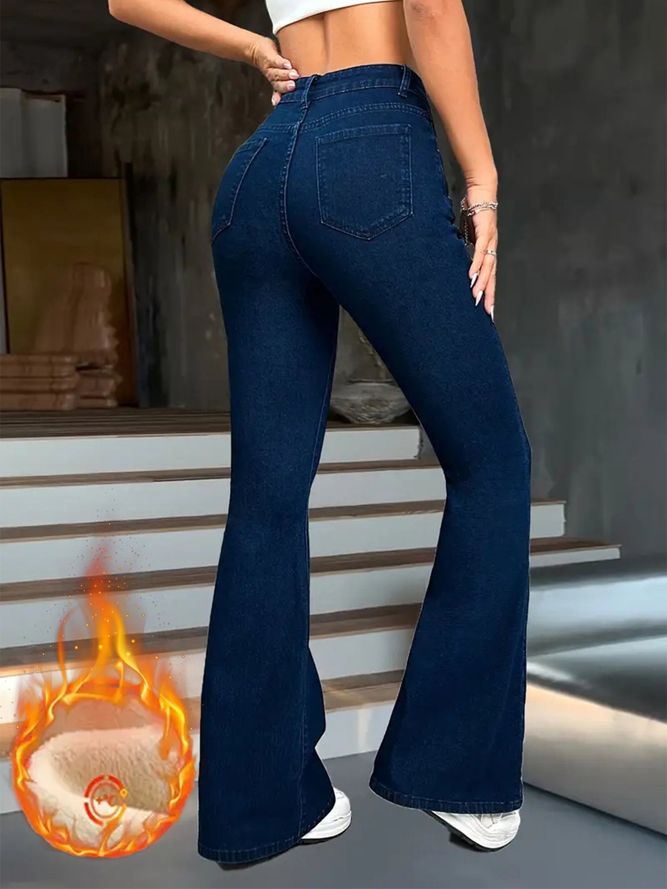 Dark Stretch High Waisted Flare Jeans