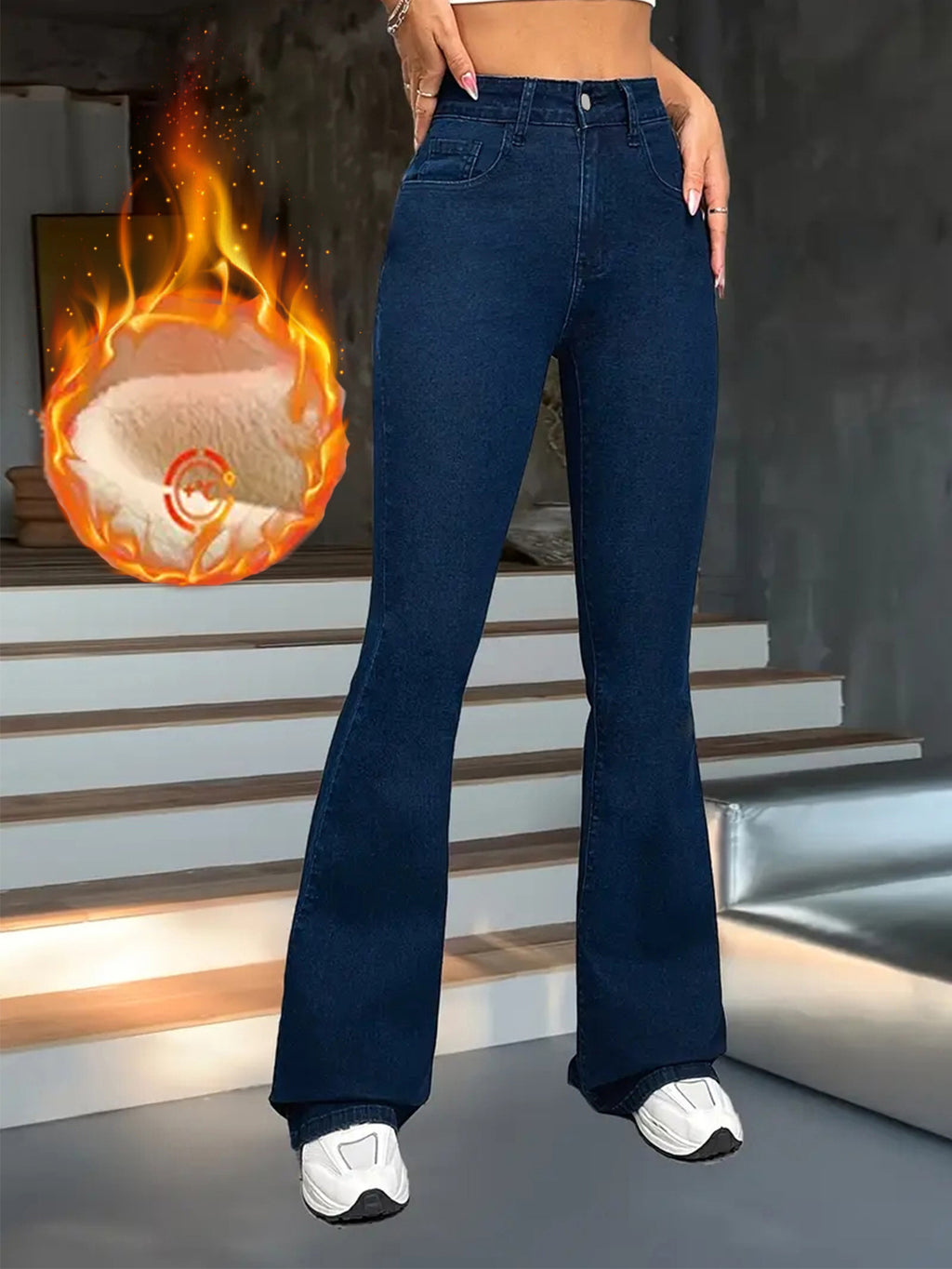 Dark Stretch High Waisted Flare Jeans