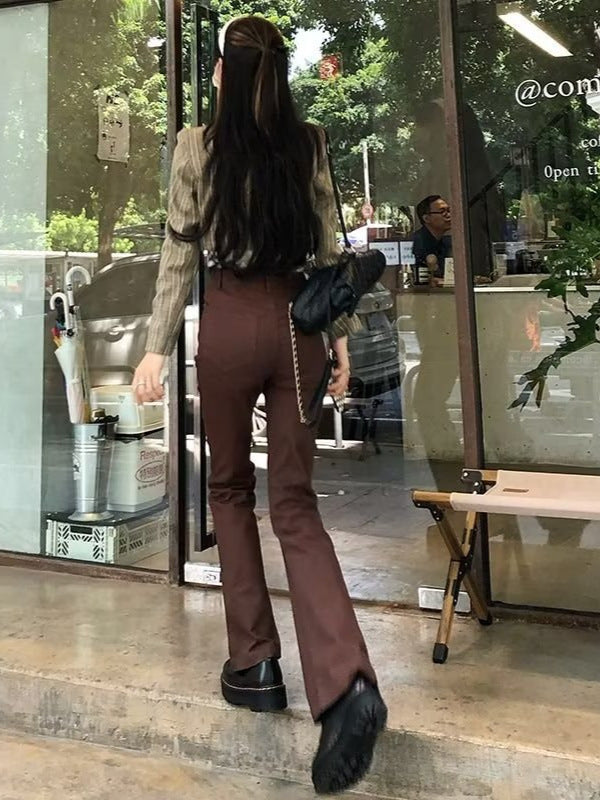 High-Waisted Brown Flare Pants