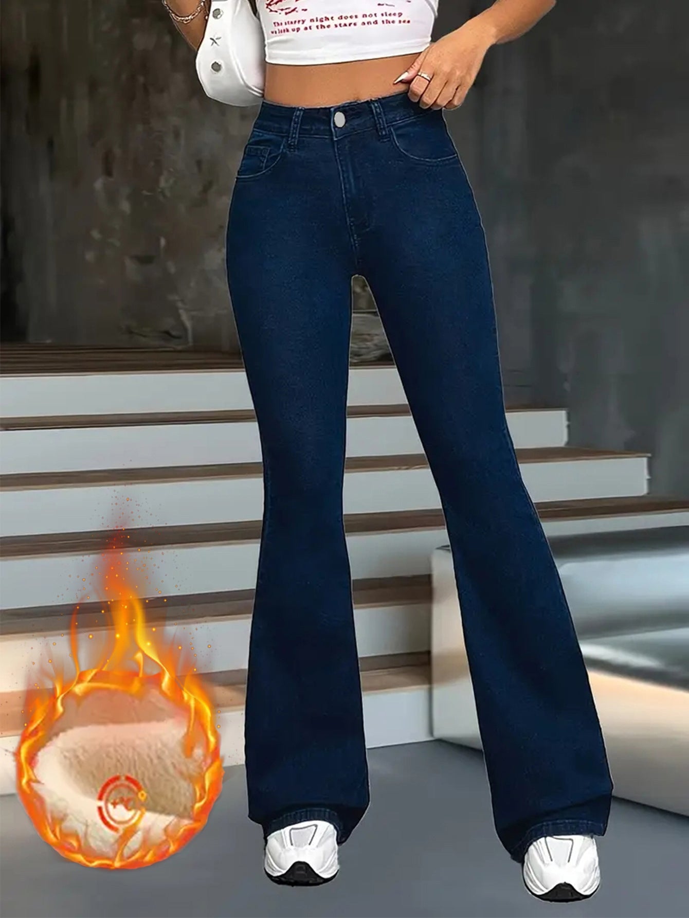 Dark Stretch High Waisted Flare Jeans