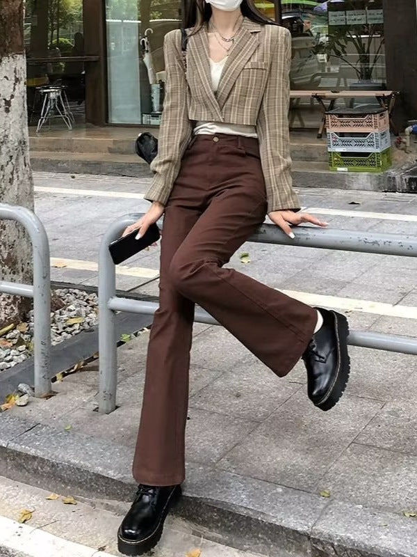 High-Waisted Brown Flare Pants