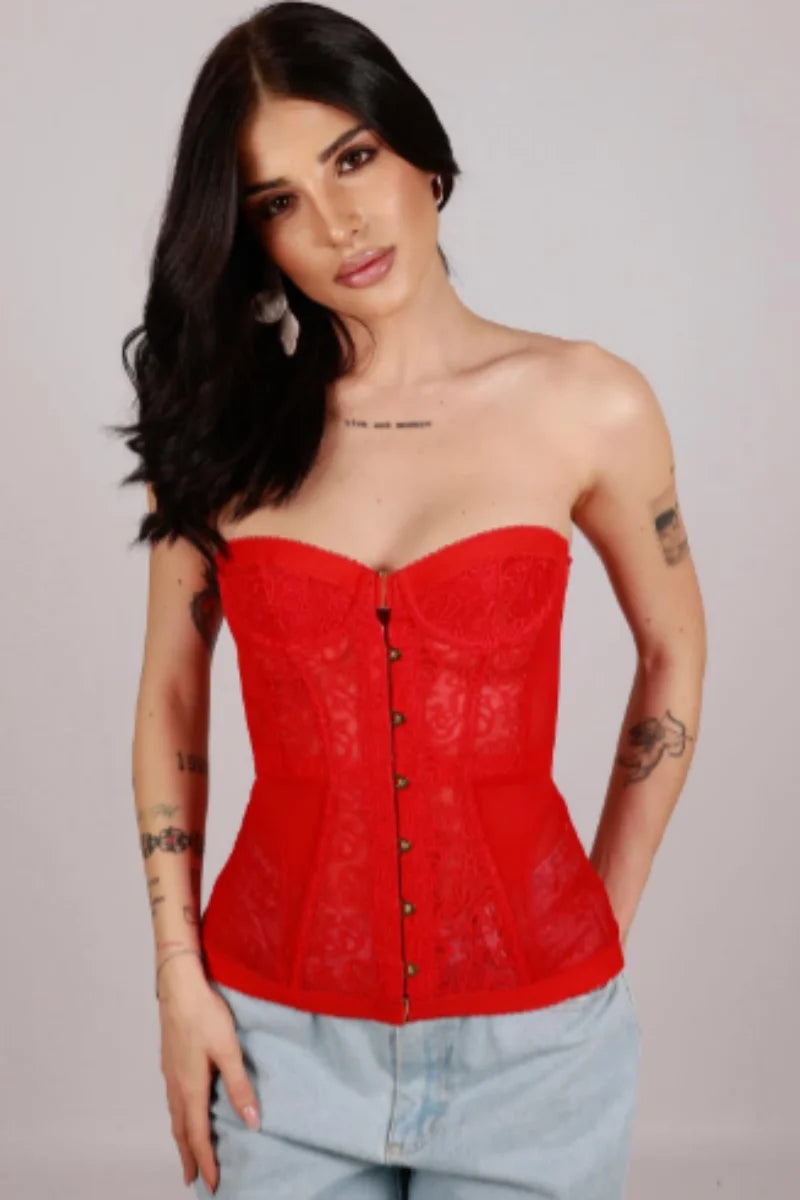 Holiday Spicy Girl Sexy Tight Corset Female Chic Lace Hollow Sleeveless Strapless Top 2026 Summer Elegant New Street Trendy Vest