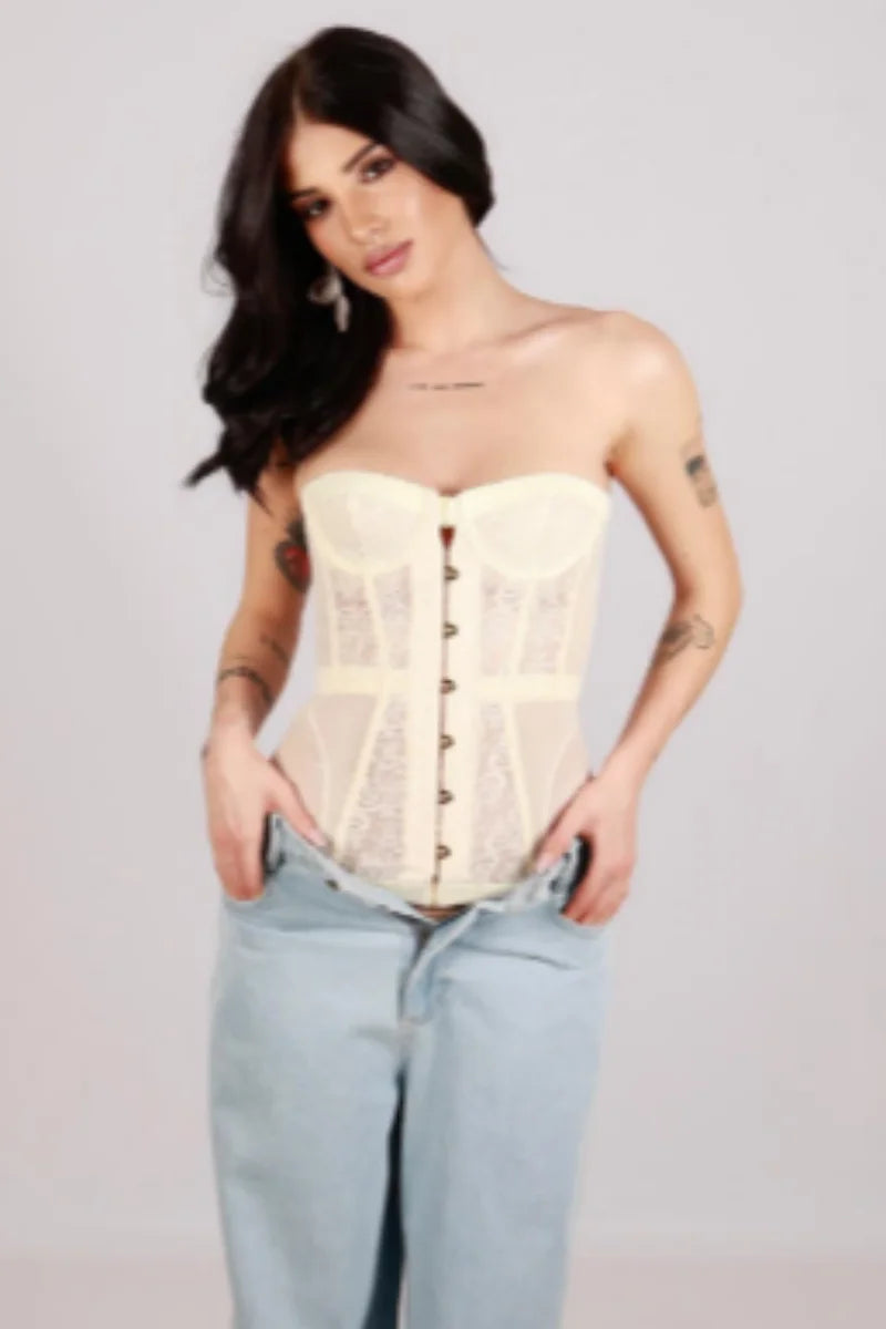 Holiday Spicy Girl Sexy Tight Corset Female Chic Lace Hollow Sleeveless Strapless Top 2026 Summer Elegant New Street Trendy Vest