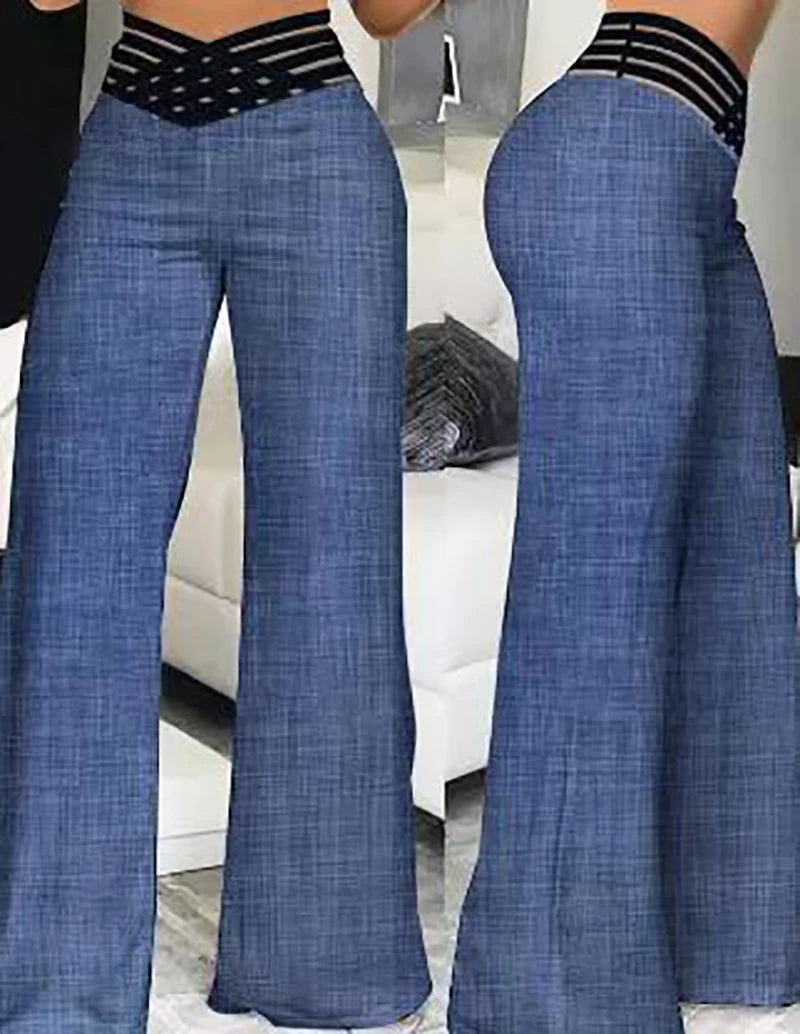 Crisscross High-Waist Wide-Leg Pants