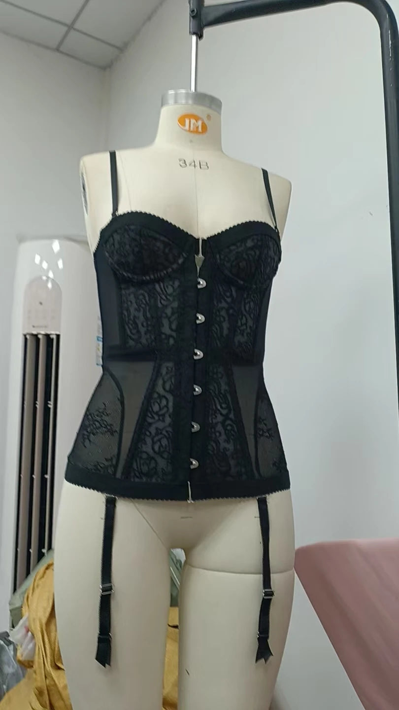 Holiday Spicy Girl Sexy Tight Corset Female Chic Lace Hollow Sleeveless Strapless Top 2026 Summer Elegant New Street Trendy Vest