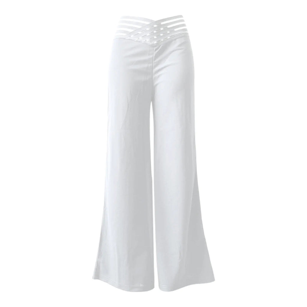 Crisscross High-Waist Wide-Leg Pants