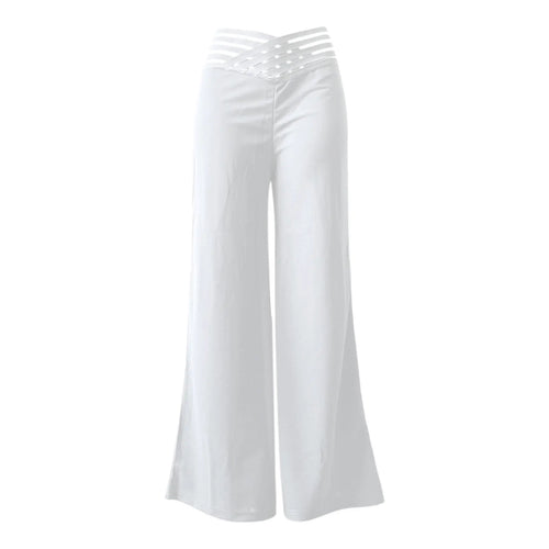 Crisscross High-Waist Wide-Leg Pants