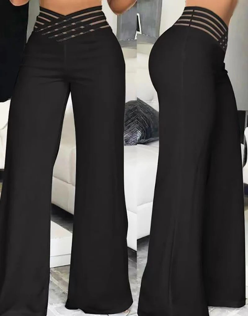 Crisscross High-Waist Wide-Leg Pants